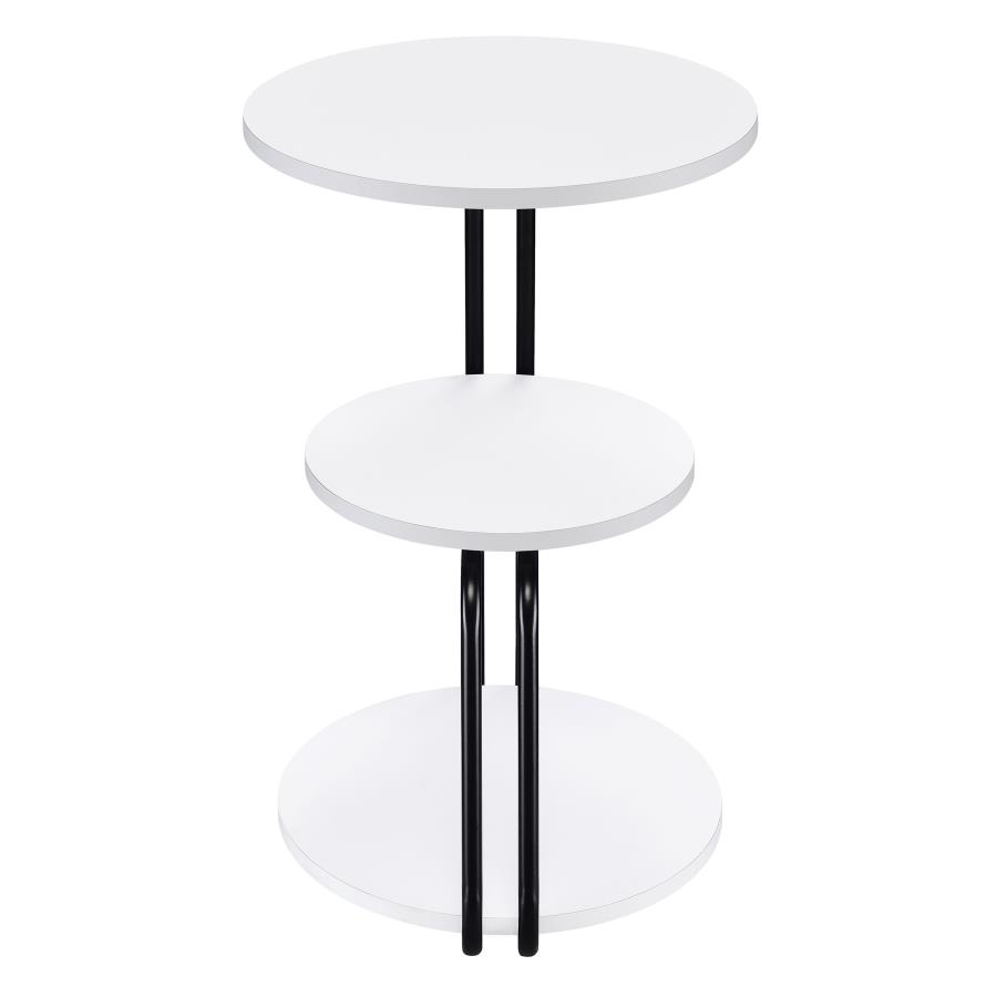 Hilly 3-tier Round Accent Side Table White and Black view 9