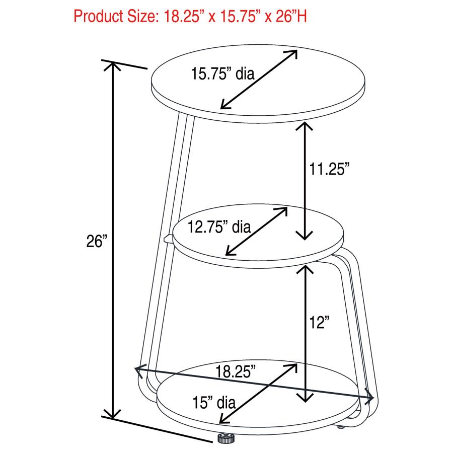 Hilly 3-tier Round Accent Side Table White and Black view 11