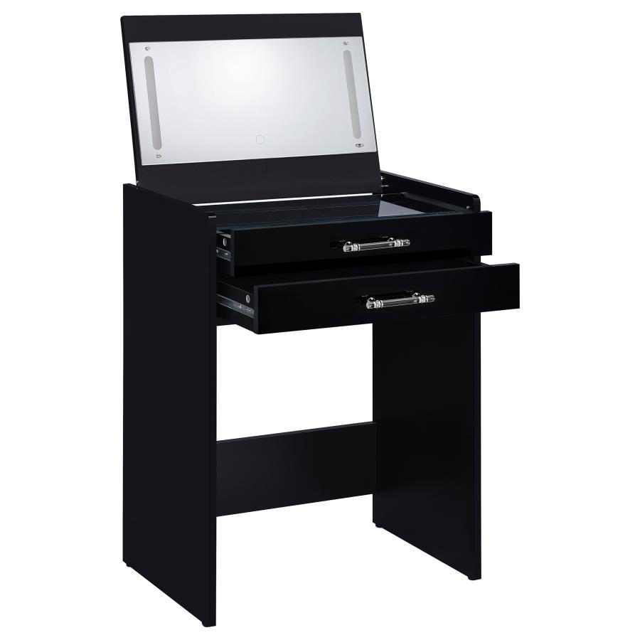 Danbury 3-drawer Makeup Vanity & Stool Set Black High Gloss view 8