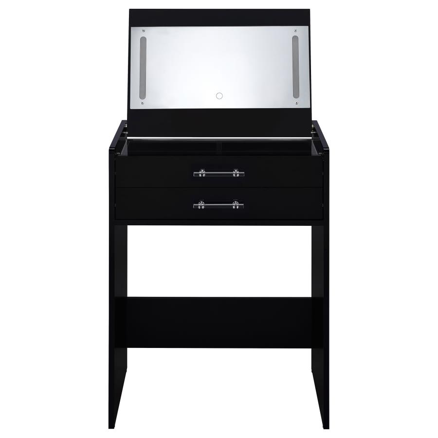 Danbury 3-drawer Makeup Vanity & Stool Set Black High Gloss view 9