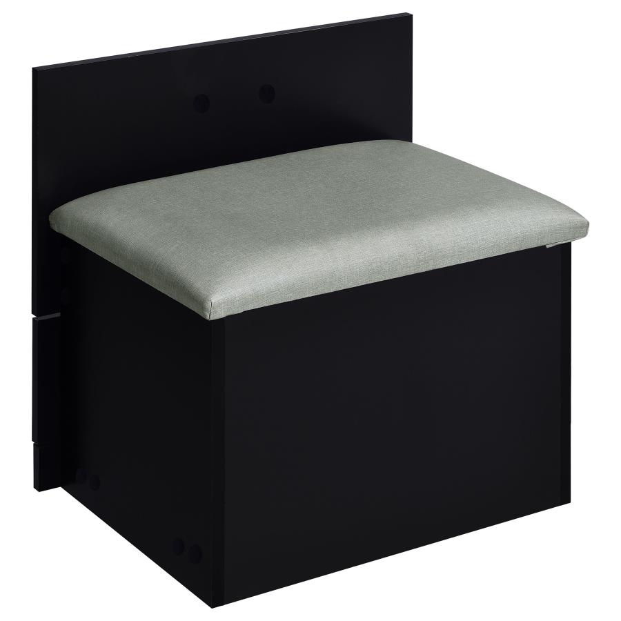 Danbury 3-drawer Makeup Vanity & Stool Set Black High Gloss view 12