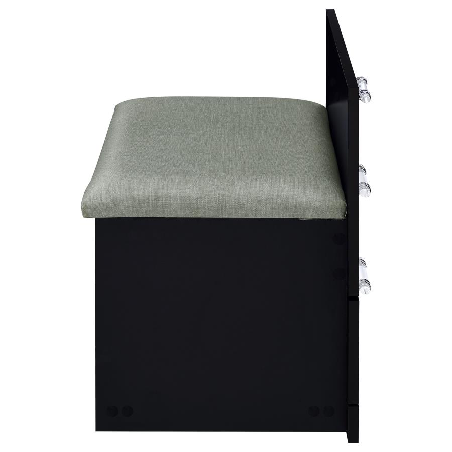 Danbury 3-drawer Makeup Vanity & Stool Set Black High Gloss view 14