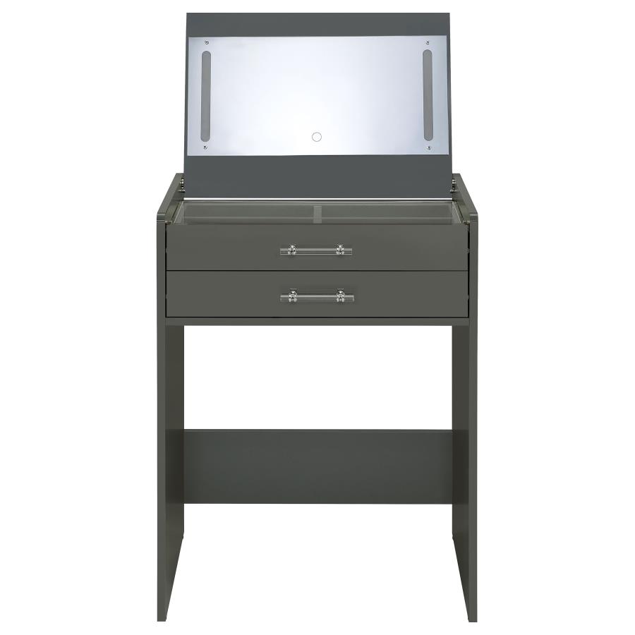 Danbury 3-drawer Makeup Vanity & Stool Set Grey High Gloss view 9