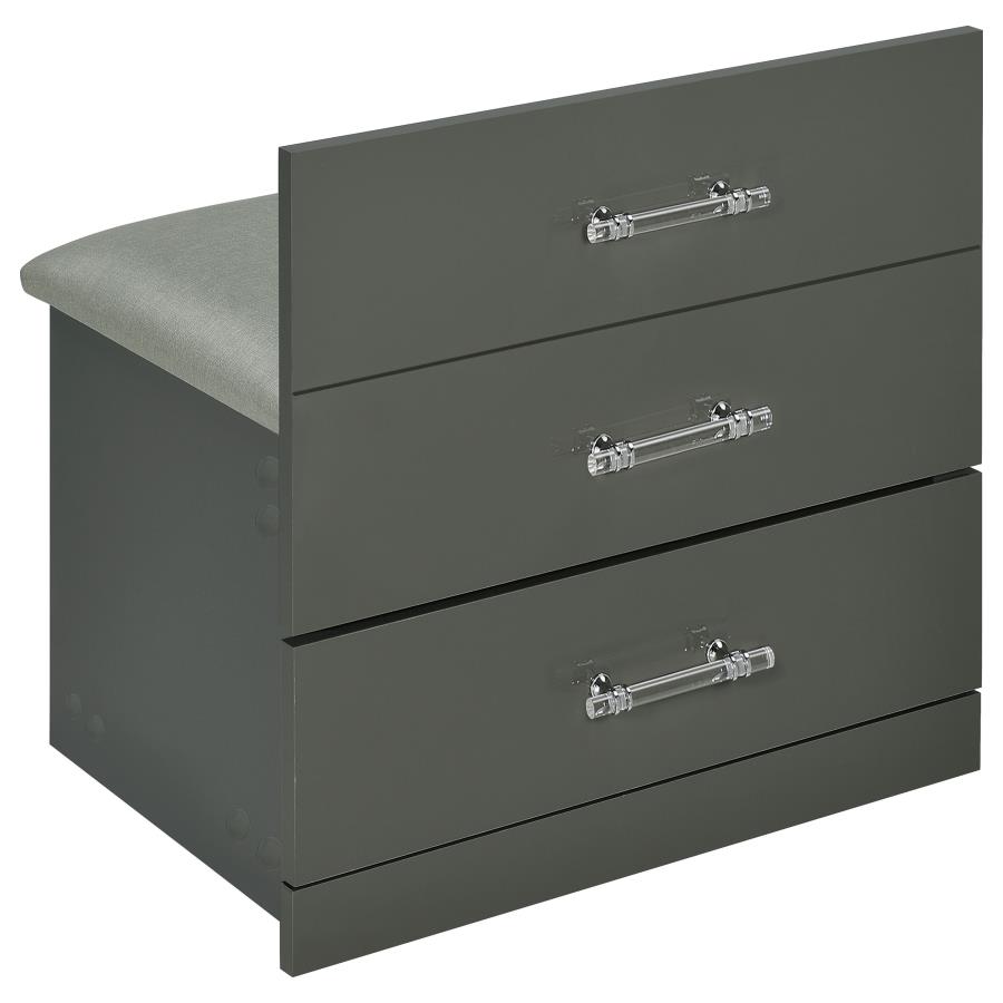 Danbury 3-drawer Makeup Vanity & Stool Set Grey High Gloss view 15
