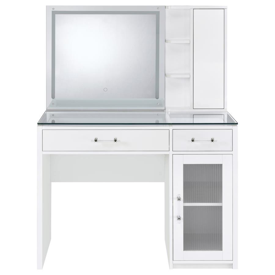 Flora 2-drawer Vanity Set with LED Mirror White High Gloss view 9