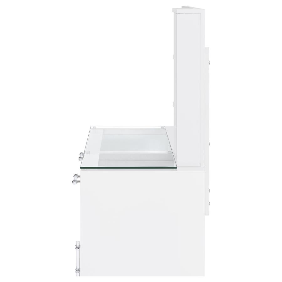 Flora 2-drawer Vanity Set with LED Mirror White High Gloss view 10