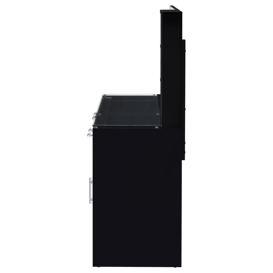 Flora 2-drawer Vanity Set with LED Mirror Black High Gloss view 10