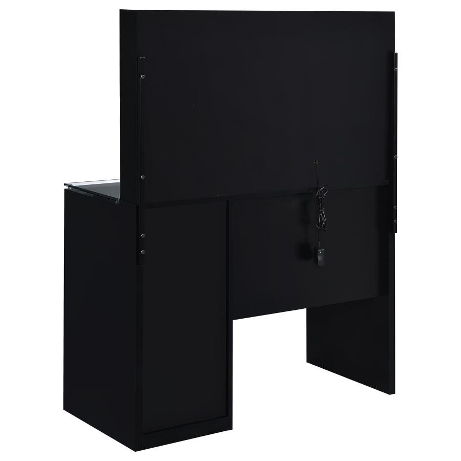 Flora 2-drawer Vanity Set with LED Mirror Black High Gloss view 11