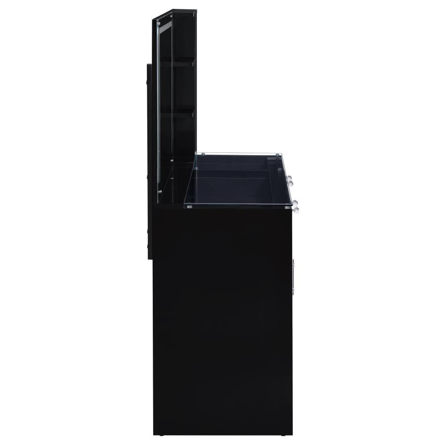 Flora 2-drawer Vanity Set with LED Mirror Black High Gloss view 12