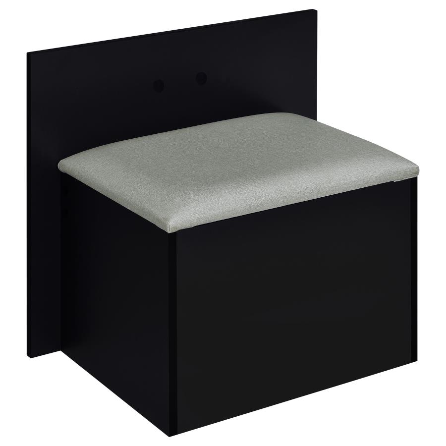 Flora 2-drawer Vanity Set with LED Mirror Black High Gloss view 13