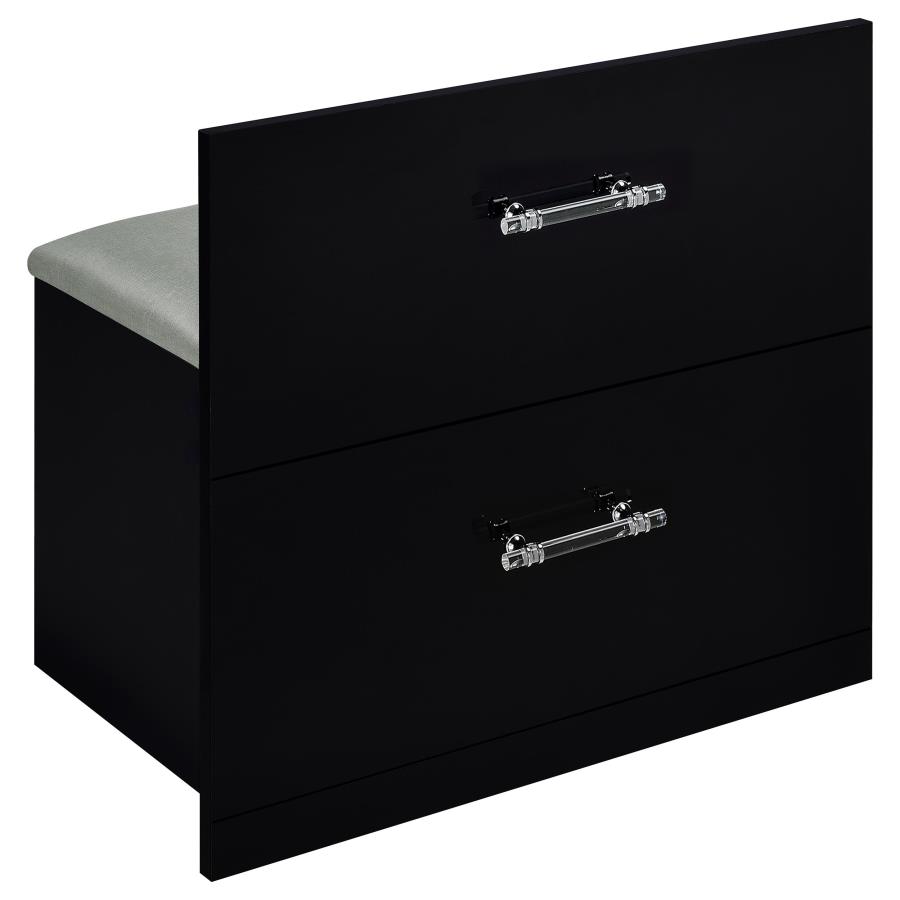 Flora 2-drawer Vanity Set with LED Mirror Black High Gloss view 16