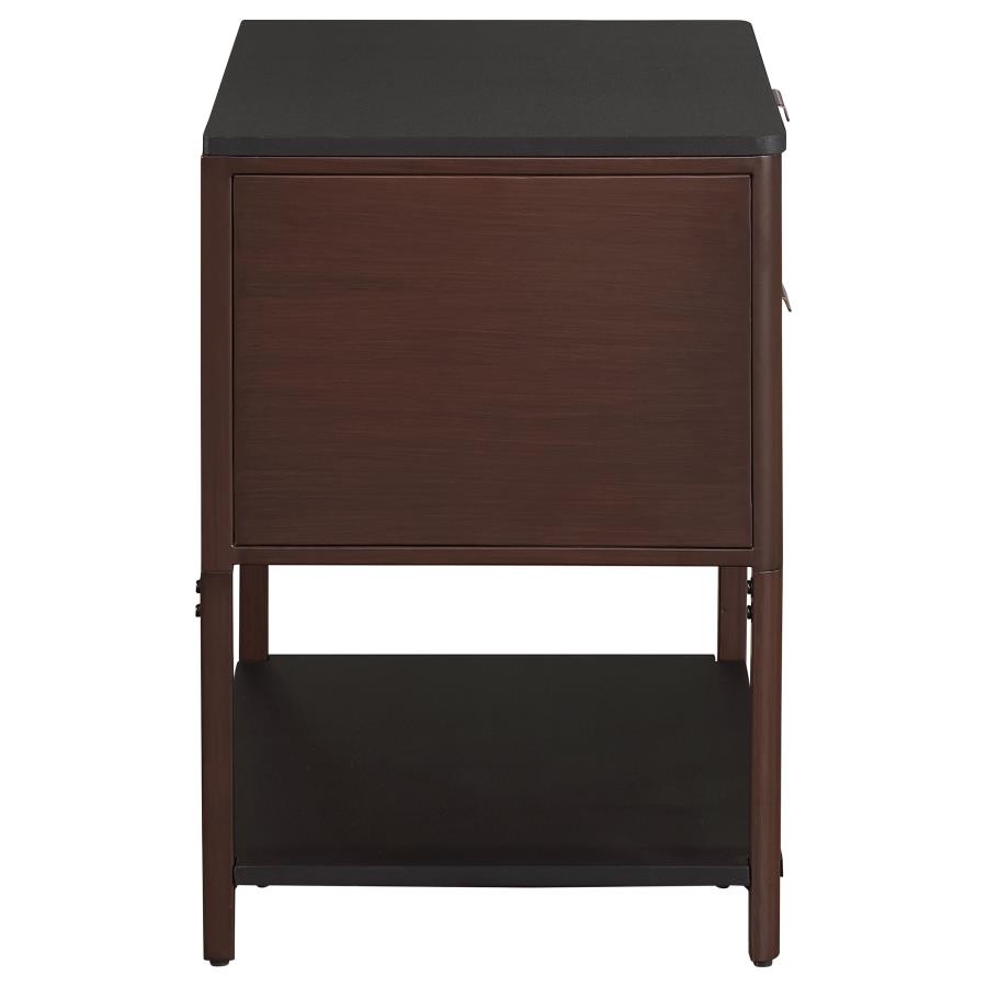 Zimmerlee 2-drawer Side Table with Shelf Rust Brown view 8