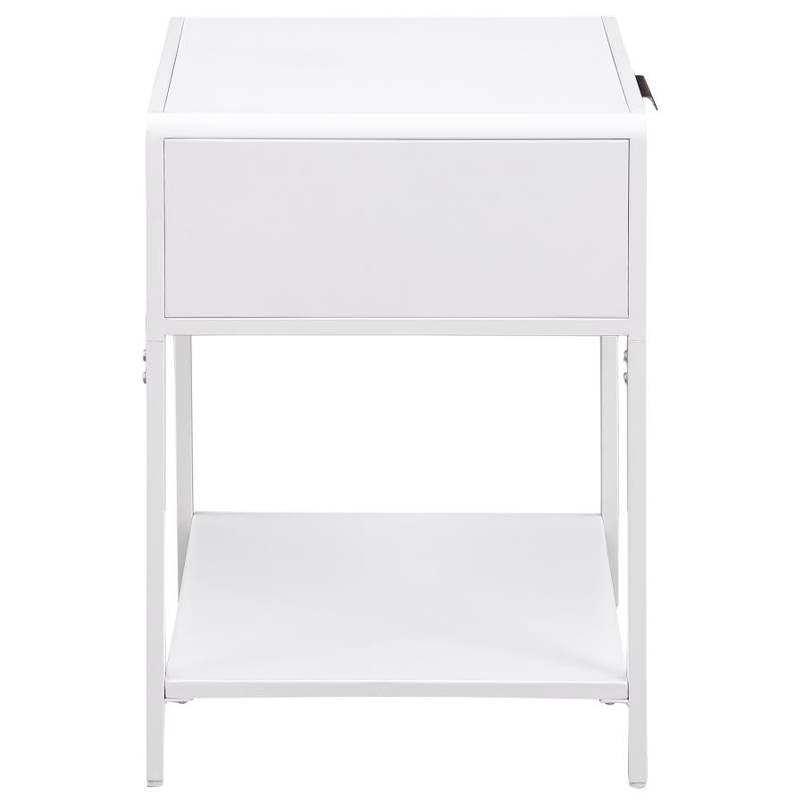 Amherst 1-drawer Radio Weave Cane Metal Bedside Table White view 8