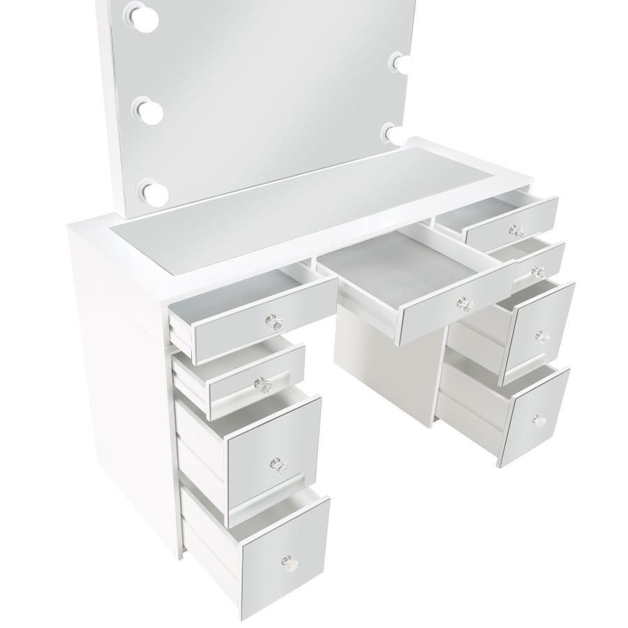 Regina Makeup Vanity Table Set with Lighting White view 10