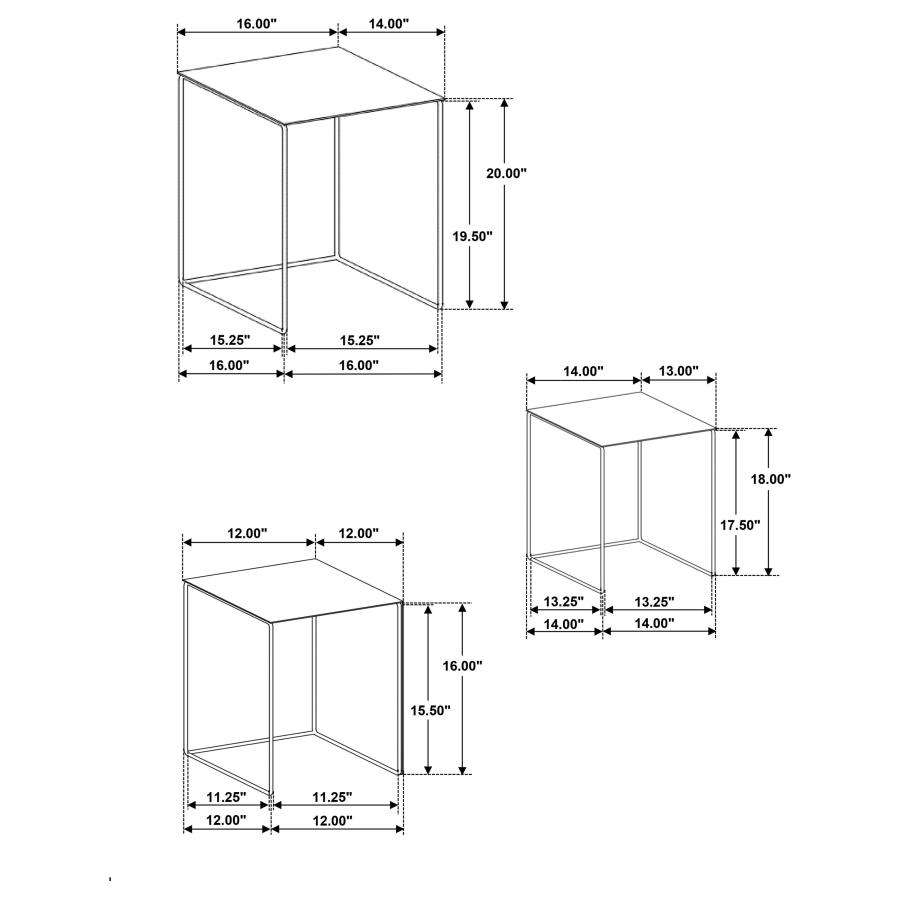 Imez 3-piece Rectangular Metal Nesting Table Set Grey view 9