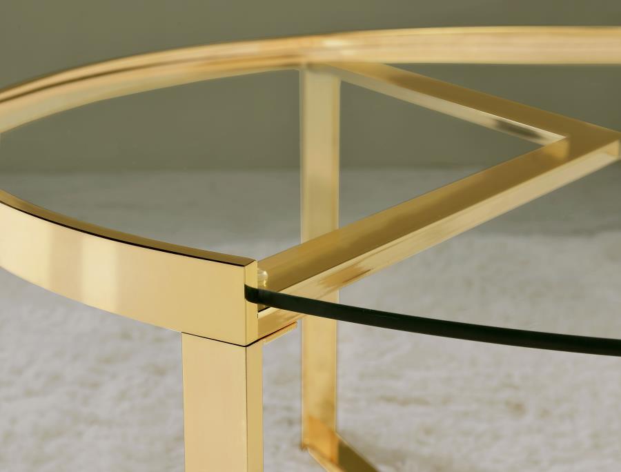 Delia 2-Piece Round Glass Top Nesting Coffee Table Gold view 9