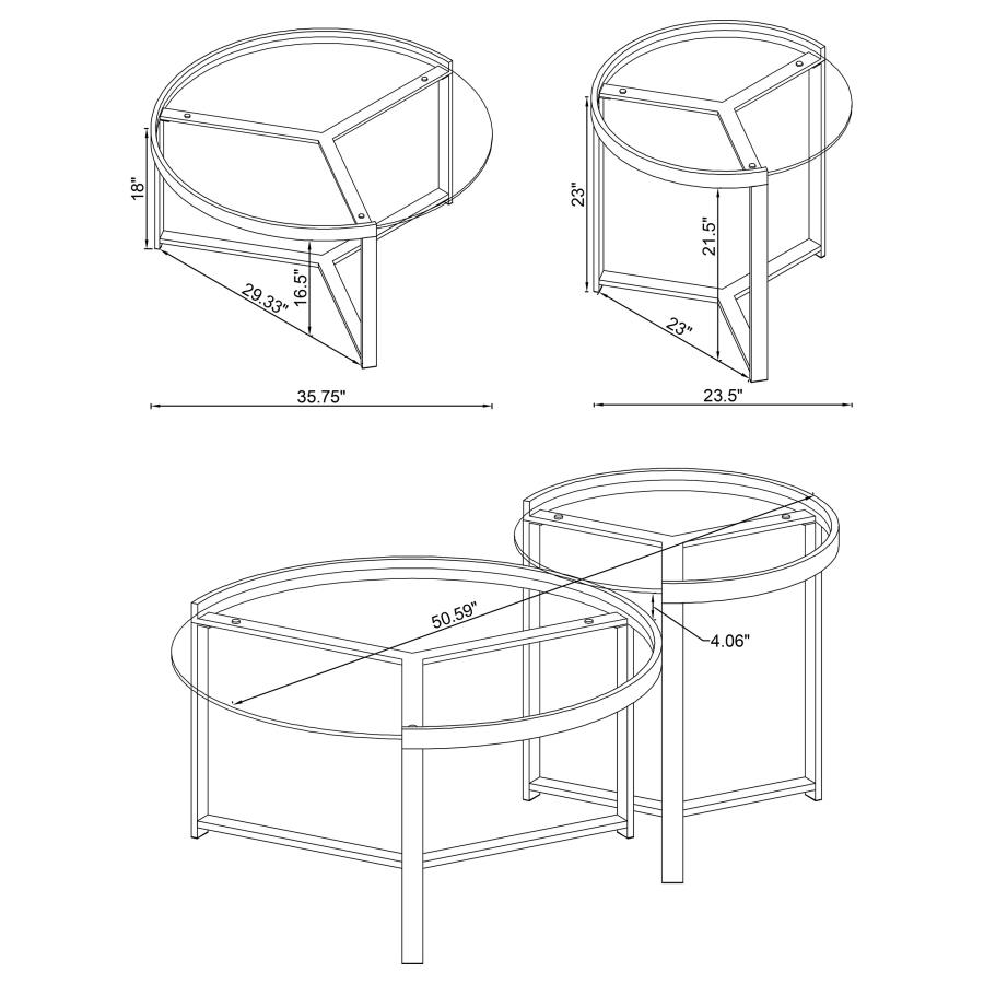 Delia 2-Piece Round Glass Top Nesting Coffee Table Gold view 10