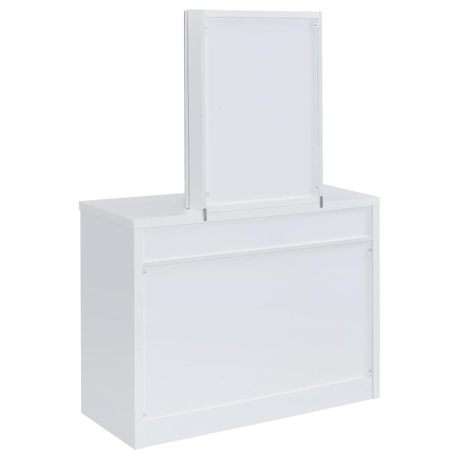 Bunbury Makeup Vanity Table Set Storage Mirror and Stool White view 9