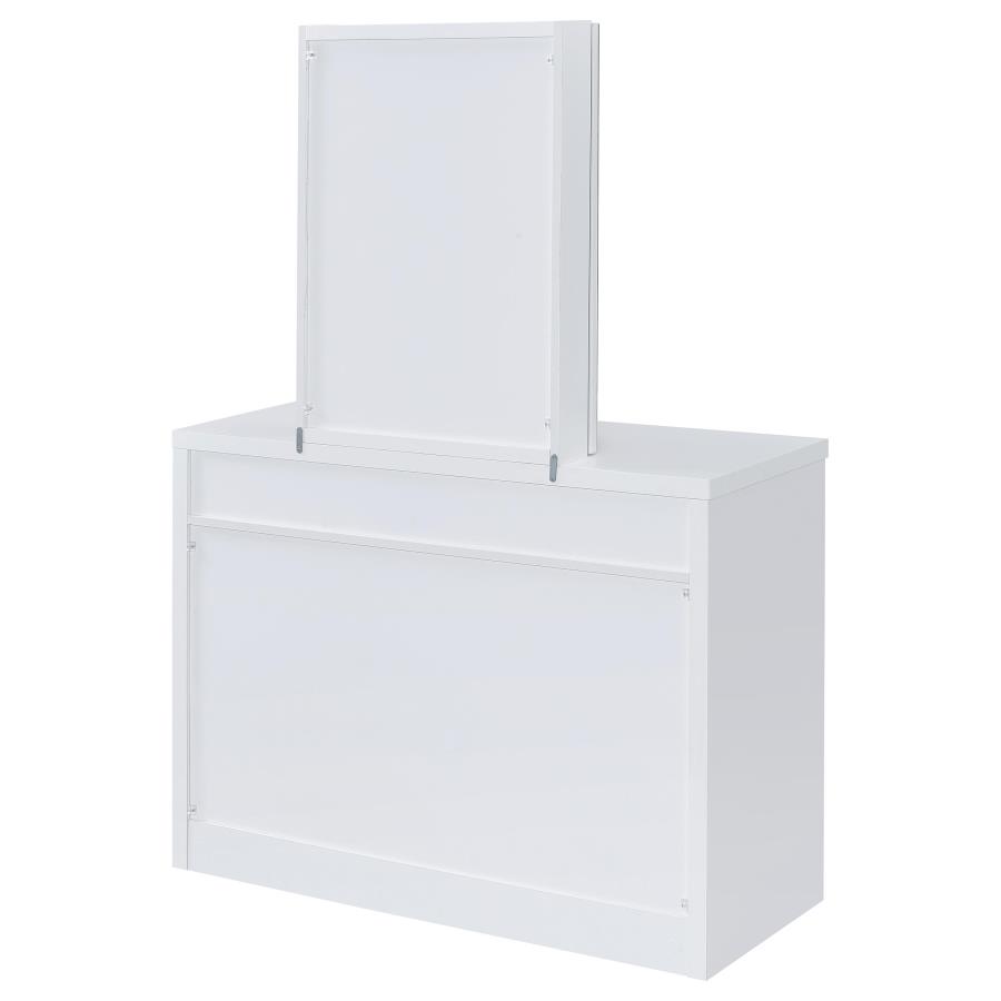 Bunbury Makeup Vanity Table Set Storage Mirror and Stool White view 10
