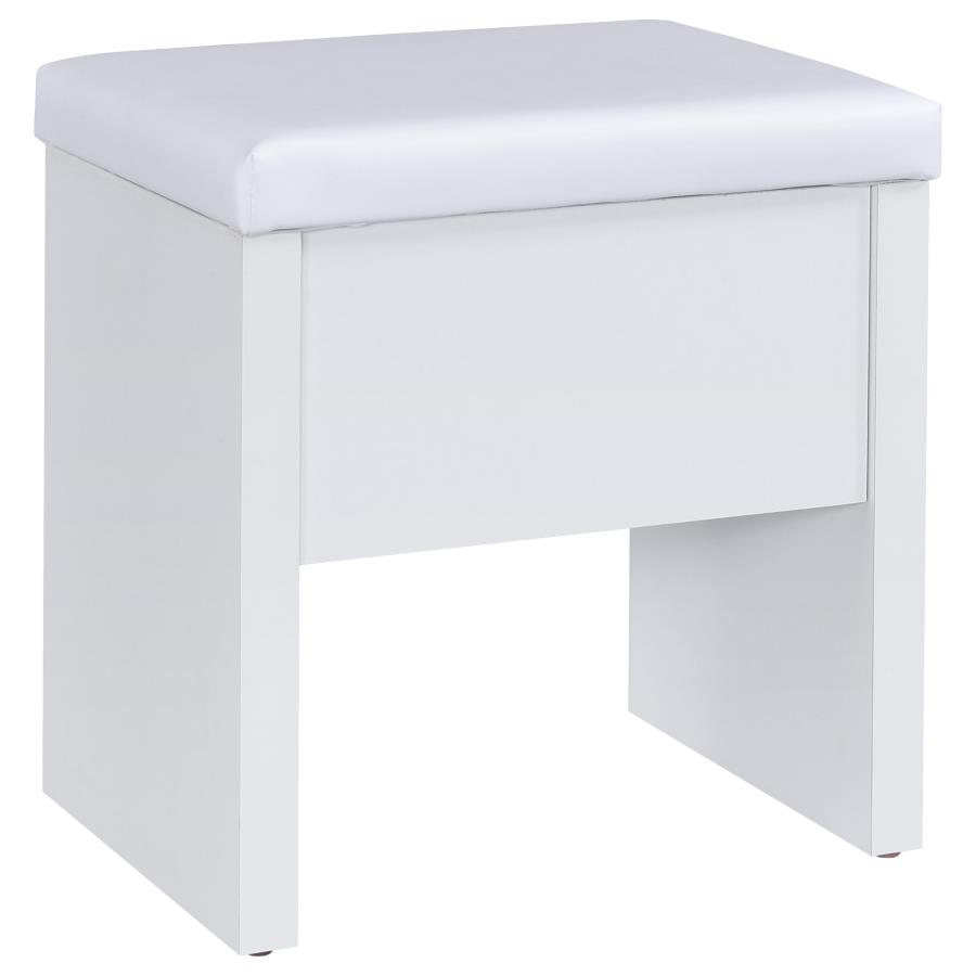 Bunbury Makeup Vanity Table Set Storage Mirror and Stool White view 14
