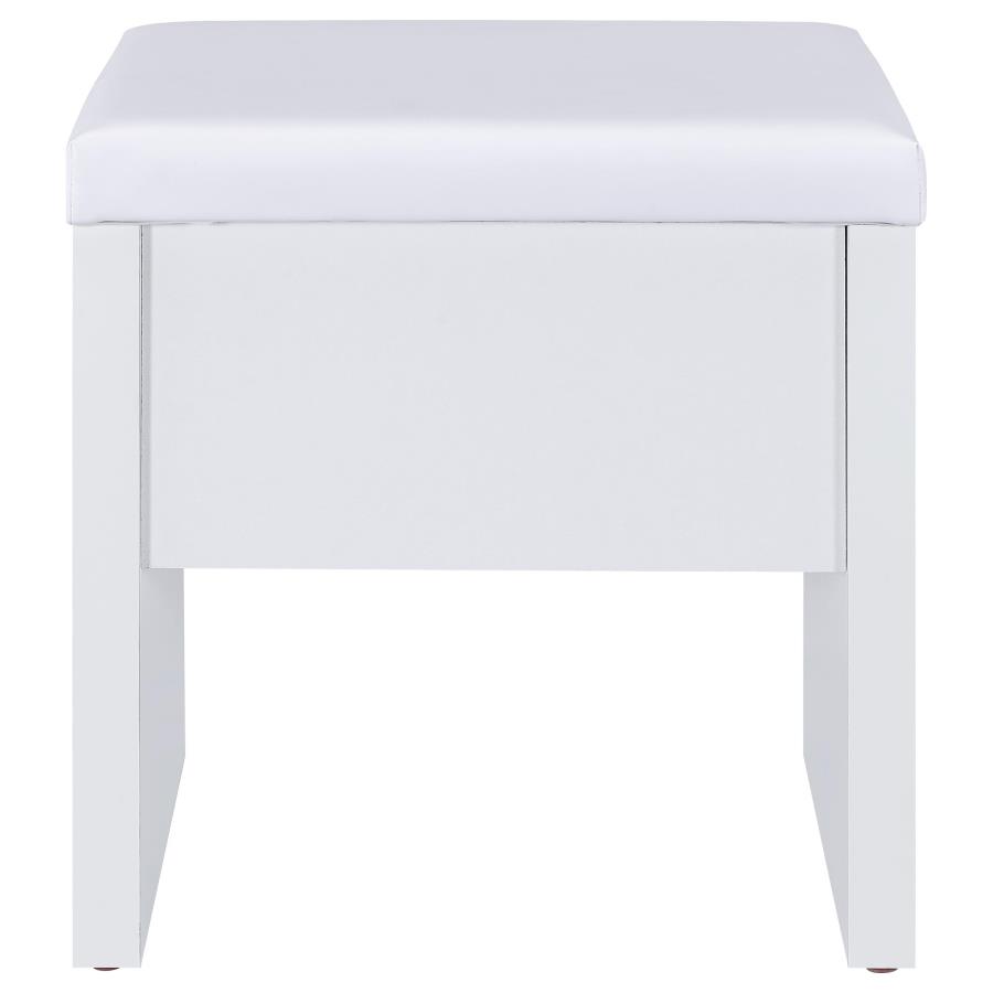 Bunbury Makeup Vanity Table Set Storage Mirror and Stool White view 16