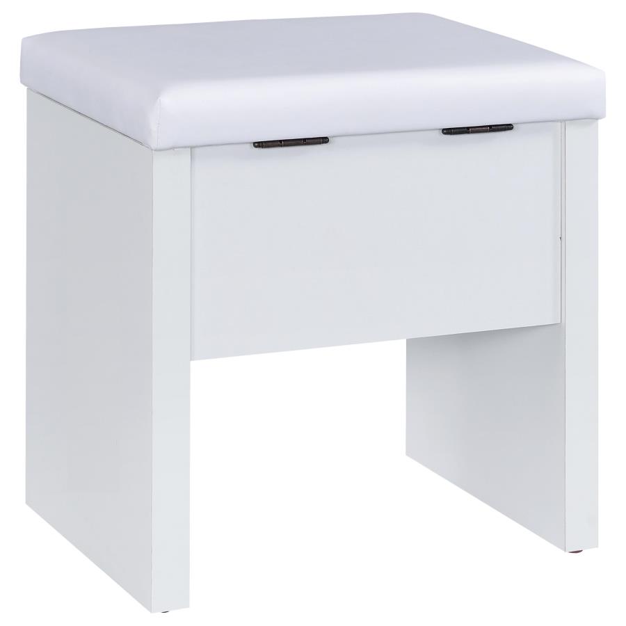 Bunbury Makeup Vanity Table Set Storage Mirror and Stool White view 17