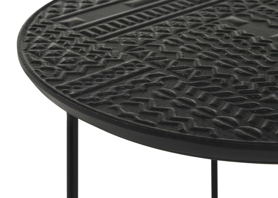 Loannis 2-piece Round Mango Wood Nesting Table Matte Black view 9
