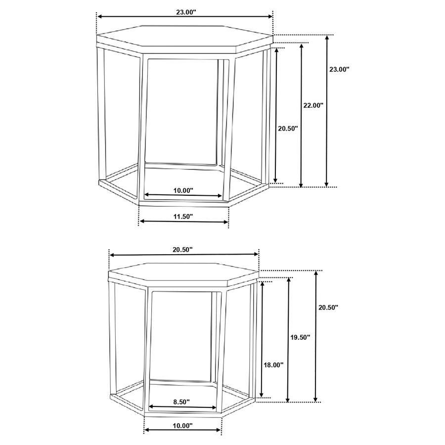 Adger 2-piece Hexagonal Nesting Tables Natural and Black view 9