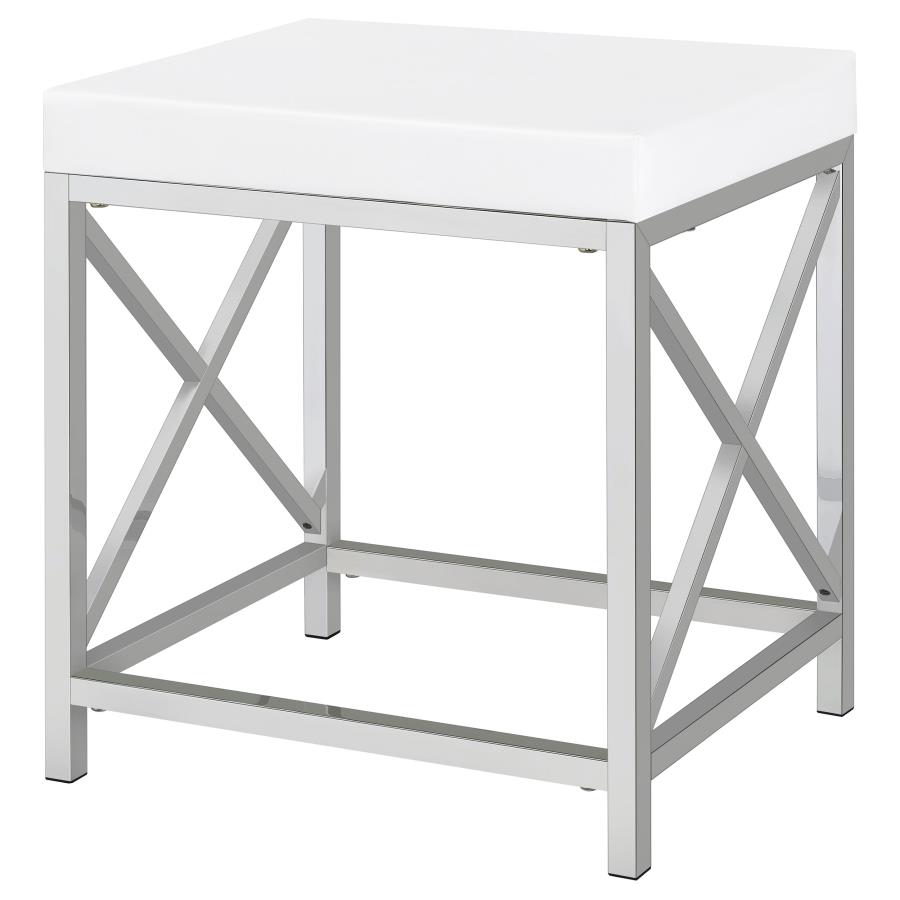 Eliza Vanity Set with Lighting & Stool White and Chrome view 12