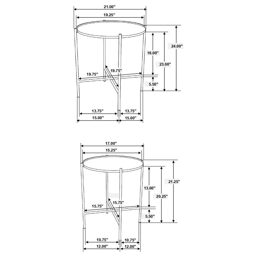 Malka 2-piece Round Wood Nesting Table Dark Brown and Gold view 8