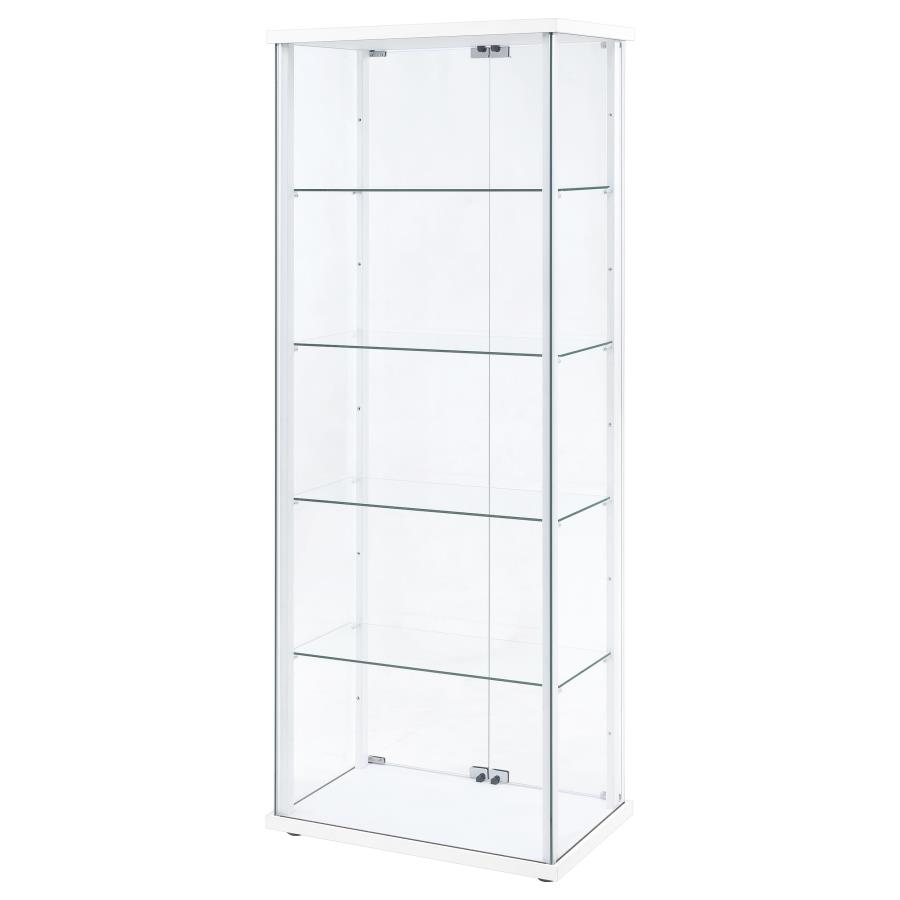 Delphinium 4-Shelf Clear Glass Curio Display Cabinet White view 8