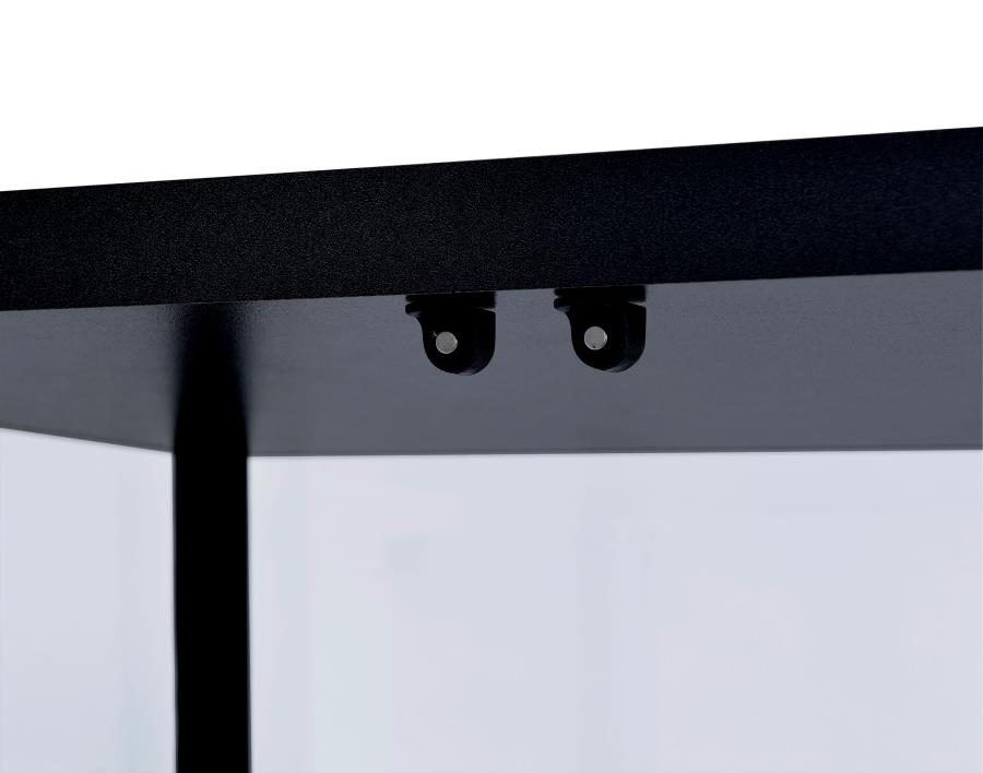 Delphinium 5-shelf Clear Glass Curio Display Cabinet Black view 8