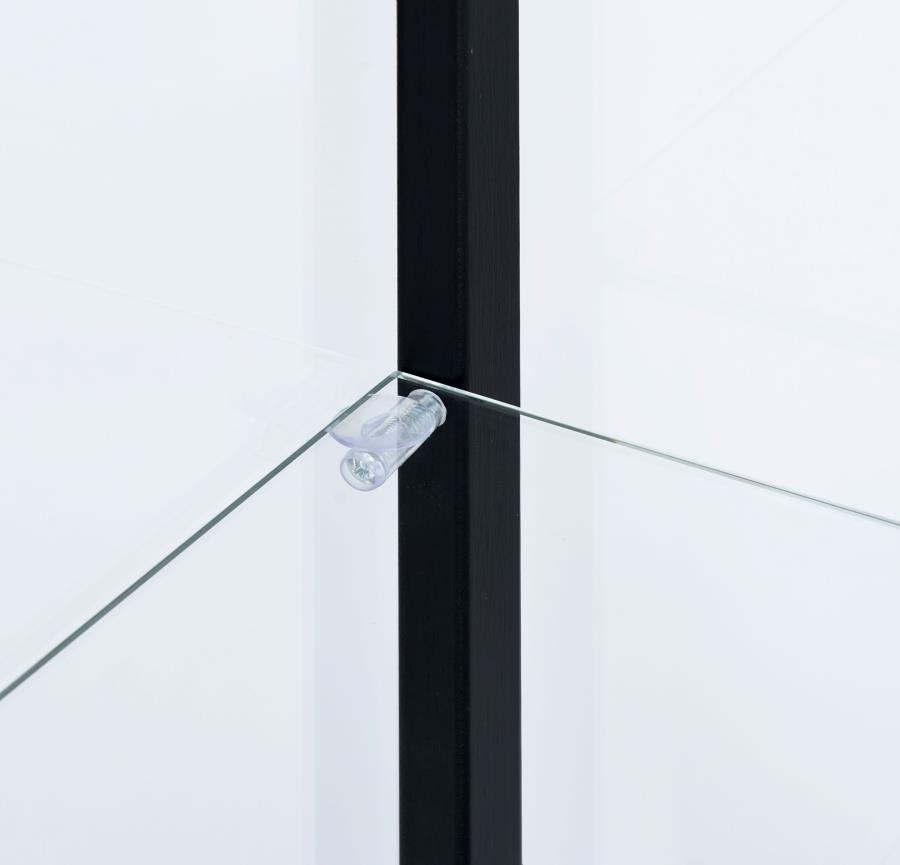 Delphinium 5-shelf Clear Glass Curio Display Cabinet Black view 9
