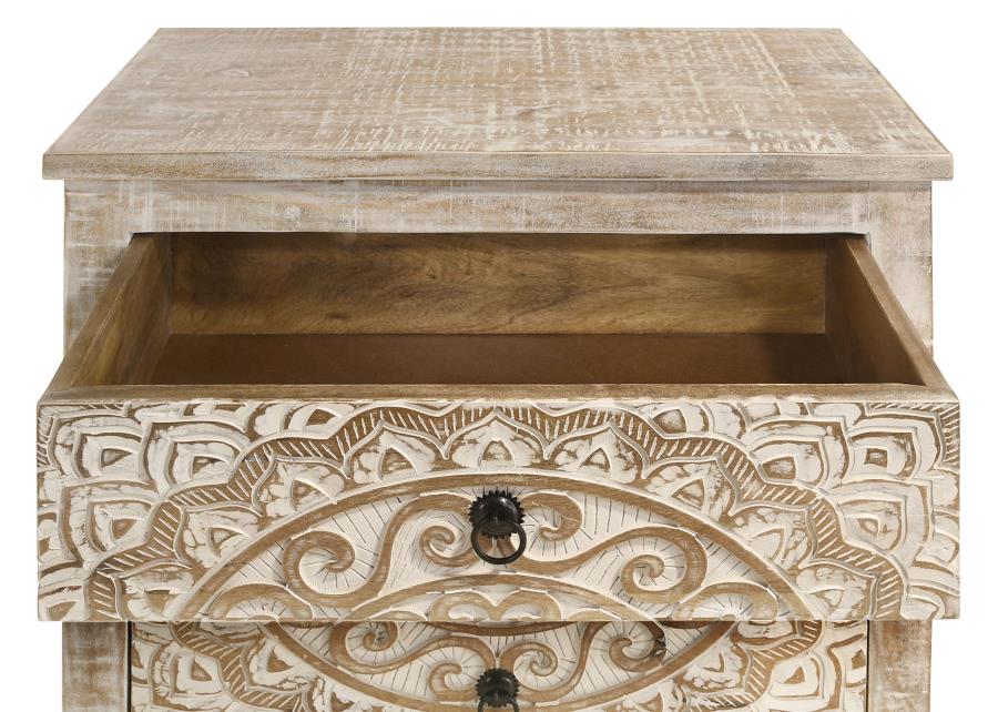 Mariska 3-drawer Wood Mandala Cabinet Distressed White view 10