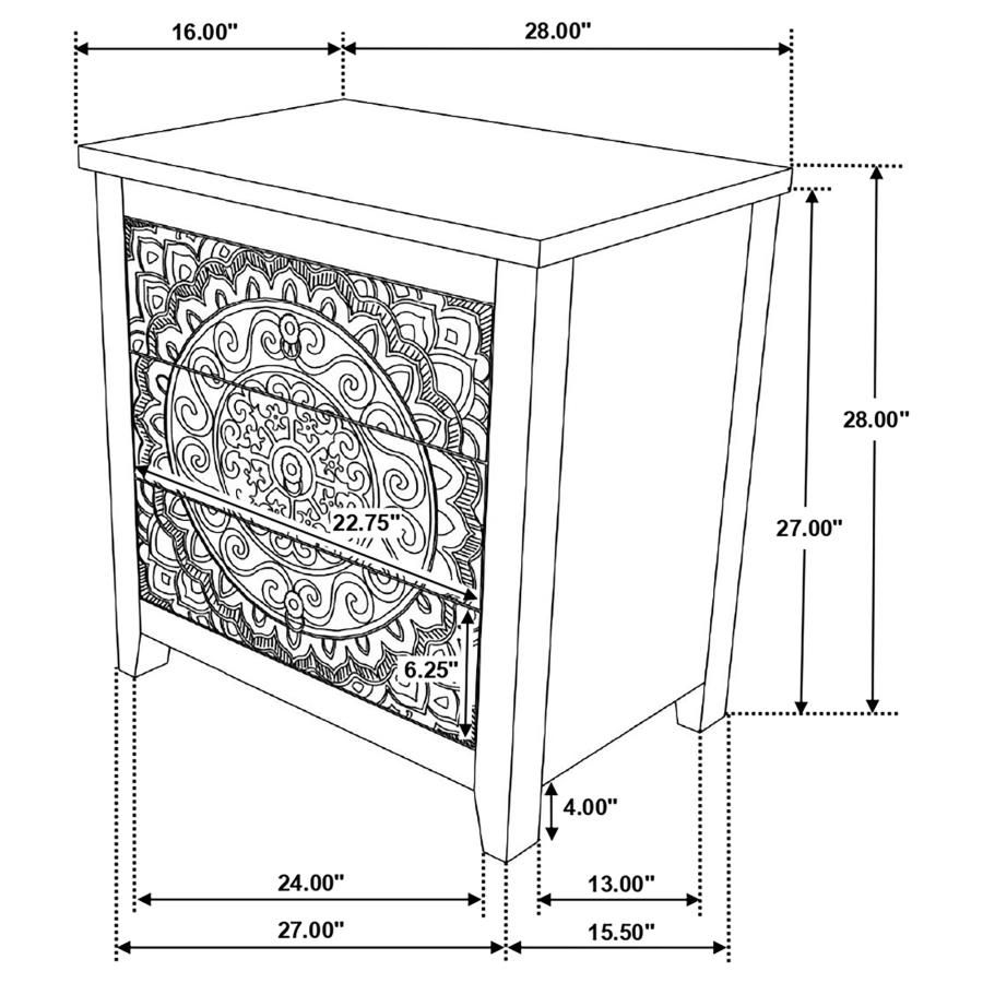 Mariska 3-drawer Wood Mandala Cabinet Distressed White view 12