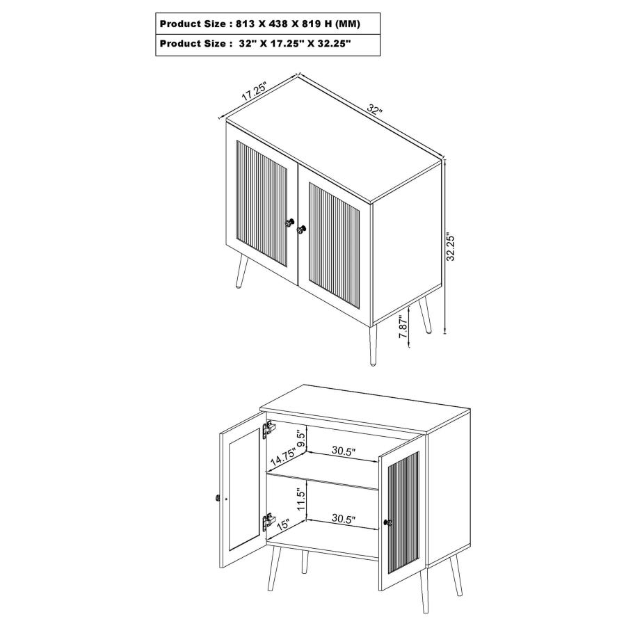 Nieta 2-door Engineered Wood Accent Cabinet White High Gloss view 10