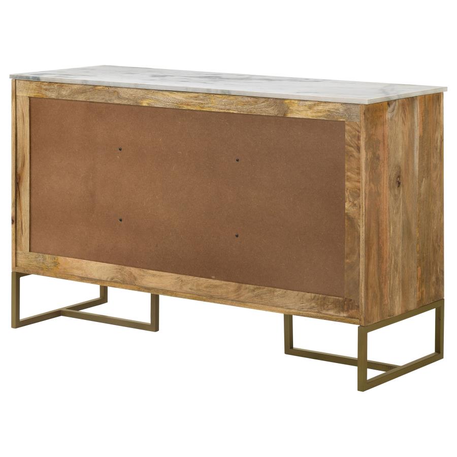 Keaton 3-door Marble Top Herringbone Accent Cabinet Natural view 8