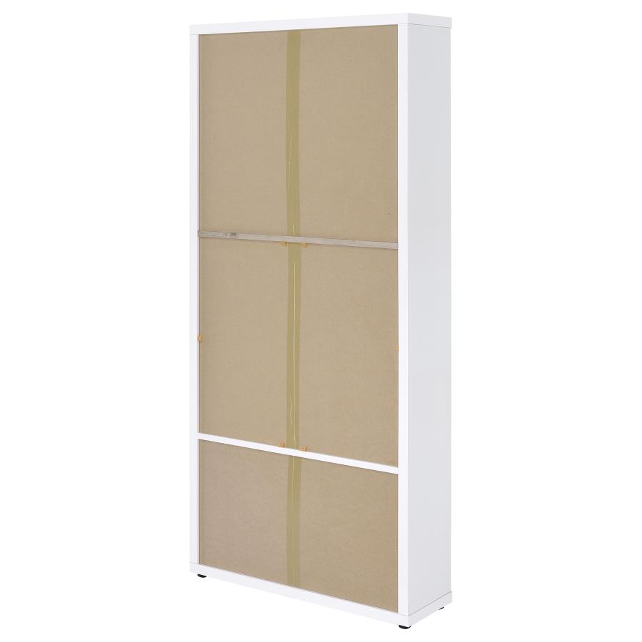 Hawthorne 4-shelf Glass Door Tall Cabinet with Drawers White view 8