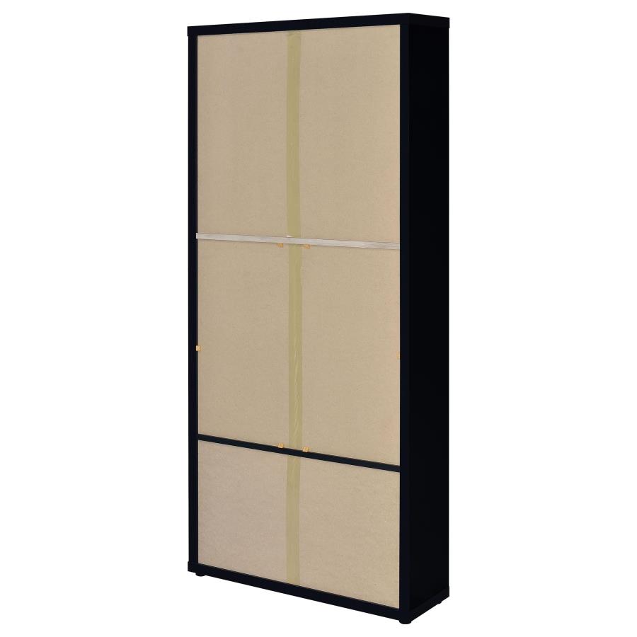 Hawthorne 4-shelf Glass Door Cabinet with Drawers Black view 8