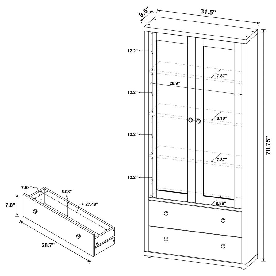 Hawthorne 4-shelf Glass Door Tall Cabinet with Drawers Mango view 11