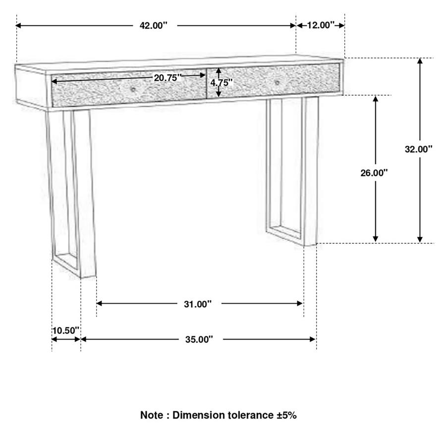 Draco 2-drawer Console Table Hand Carved Details Natural view 11