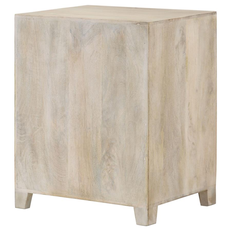 August 1-drawer Trellis Pattern Storage Cabinet White Washed view 8