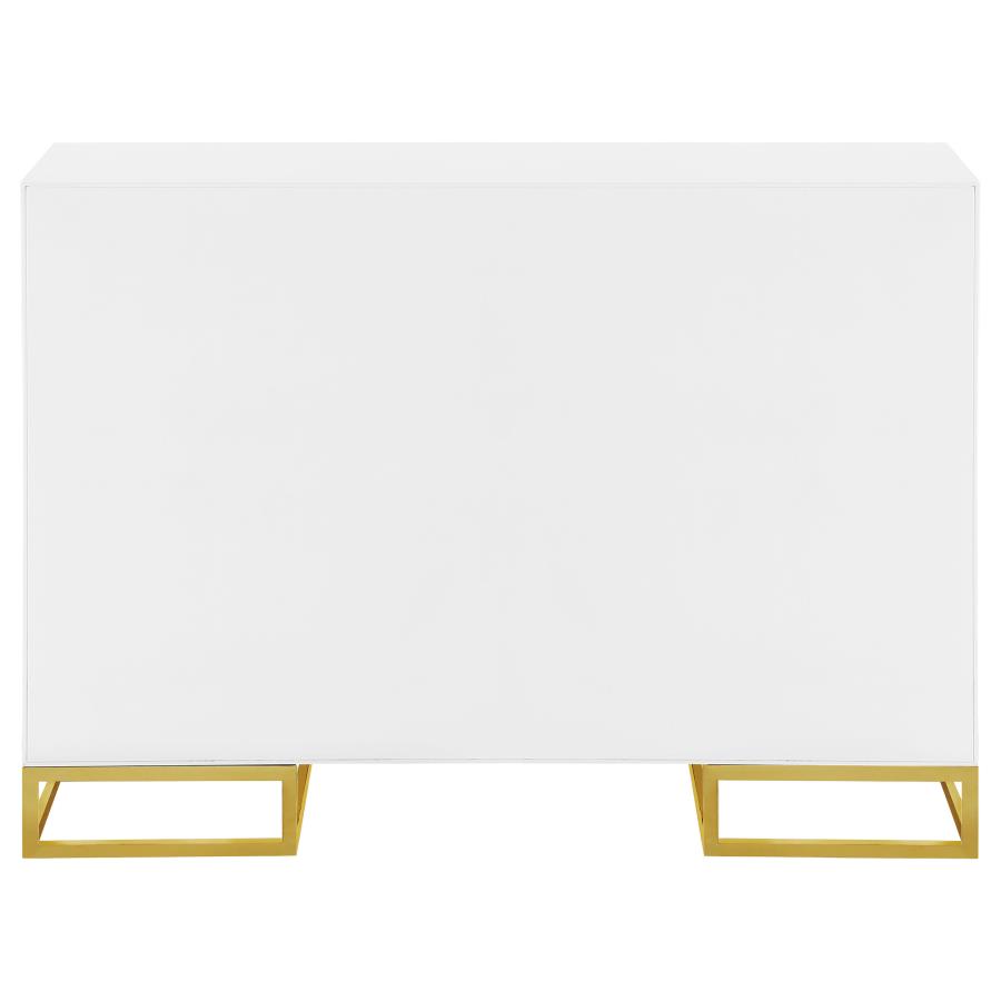 Elsa 2-door Wood Storage Accent Cabinet White and Gold view 8