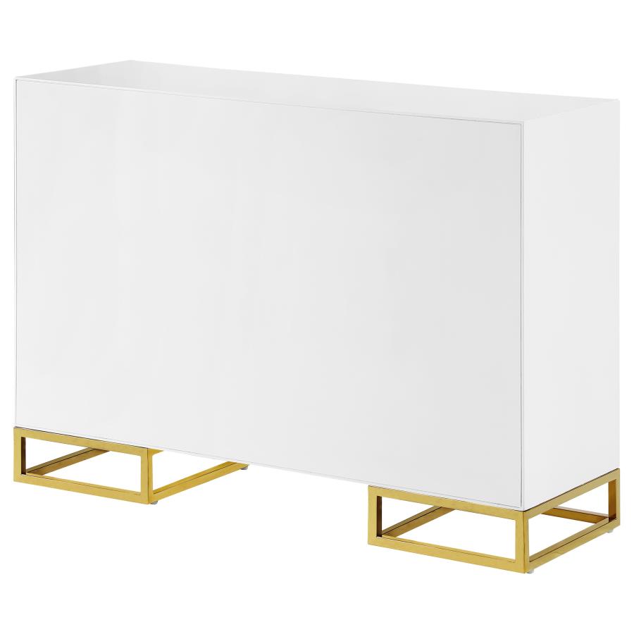 Elsa 2-door Wood Storage Accent Cabinet White and Gold view 9