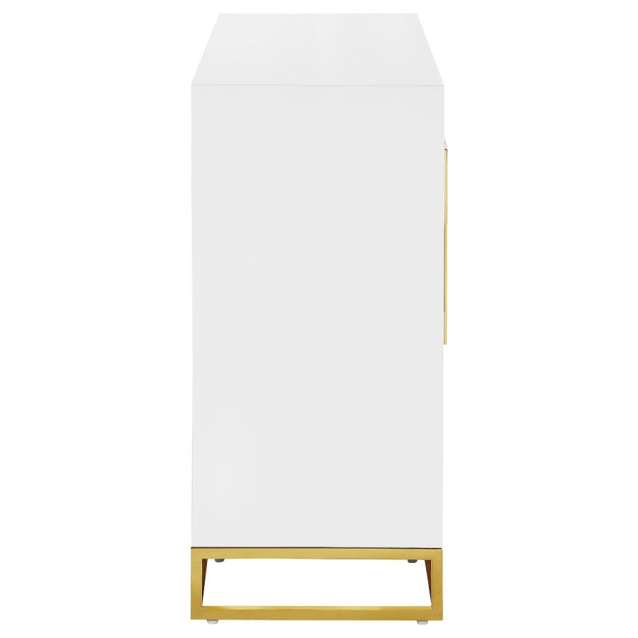 Elsa 2-door Wood Storage Accent Cabinet White and Gold view 10