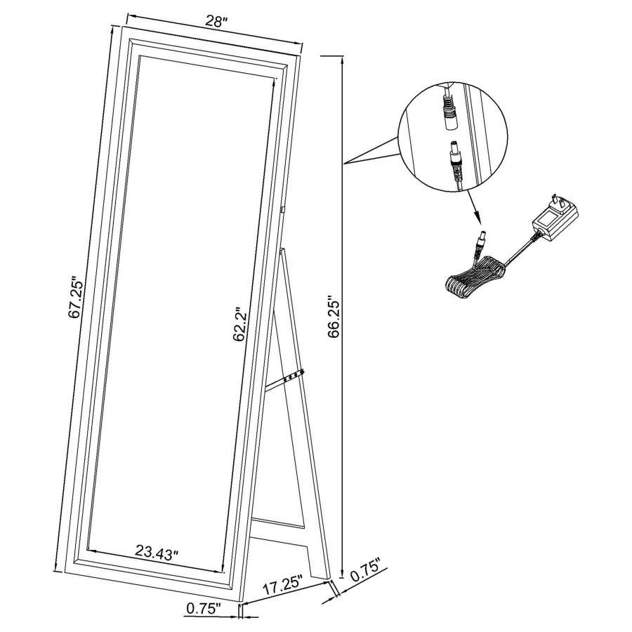 Windrose 28 x 67 Inch Tempered LED Standing Mirror Black view 20