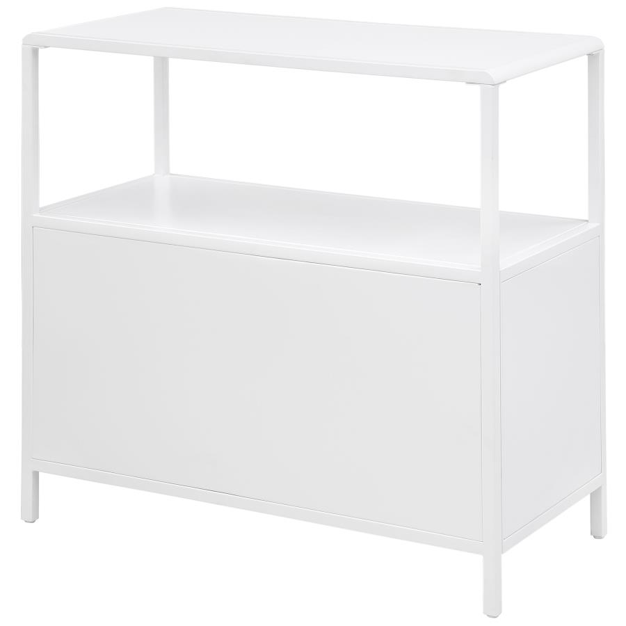 Amherst 2-door Radio Weave Cane Metal Accent Cabinet White view 8