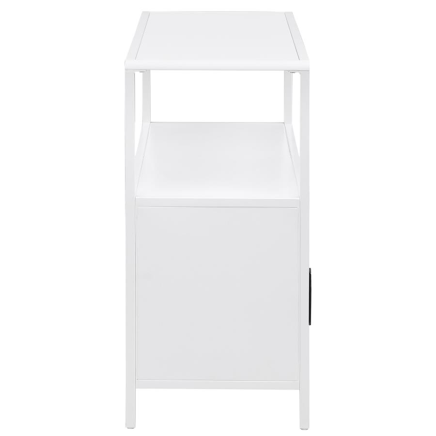 Amherst 2-door Radio Weave Cane Metal Accent Cabinet White view 9