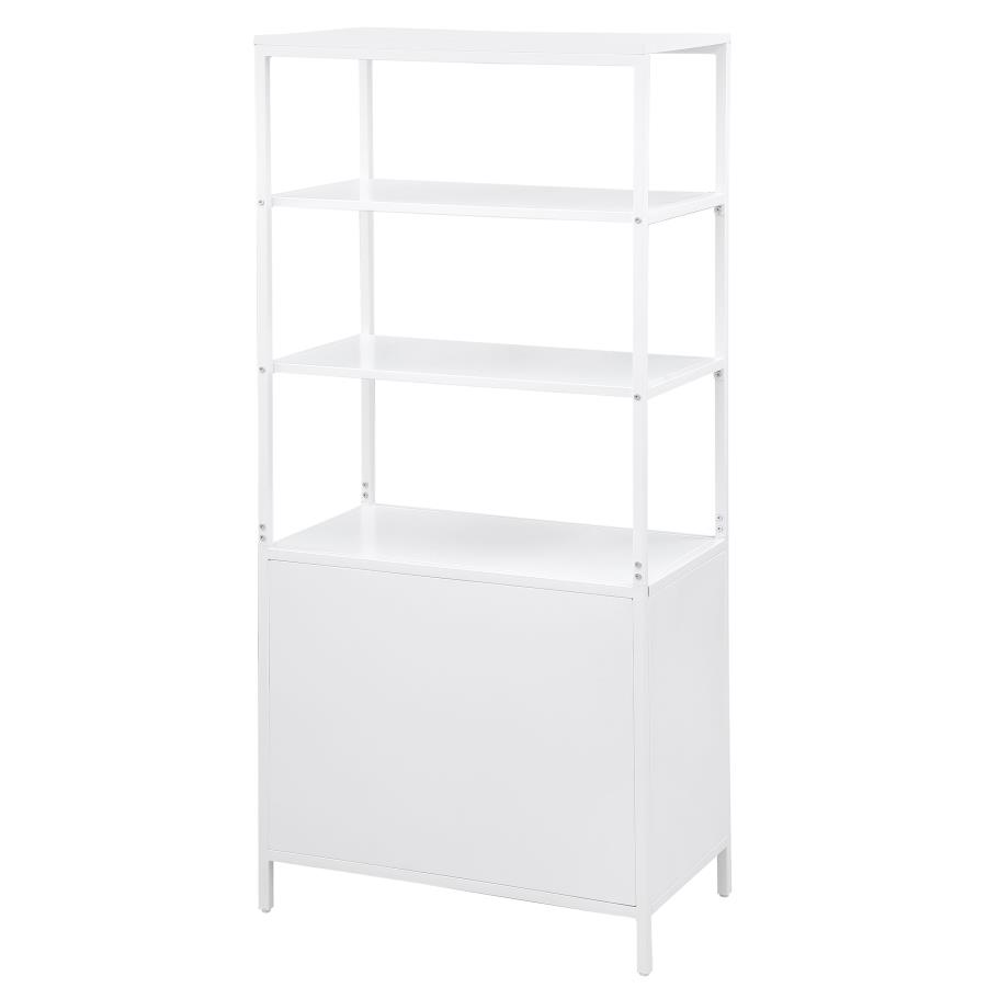 Amherst 3-shelf Radio Weave Cane Metal Accent Cabinet White view 8