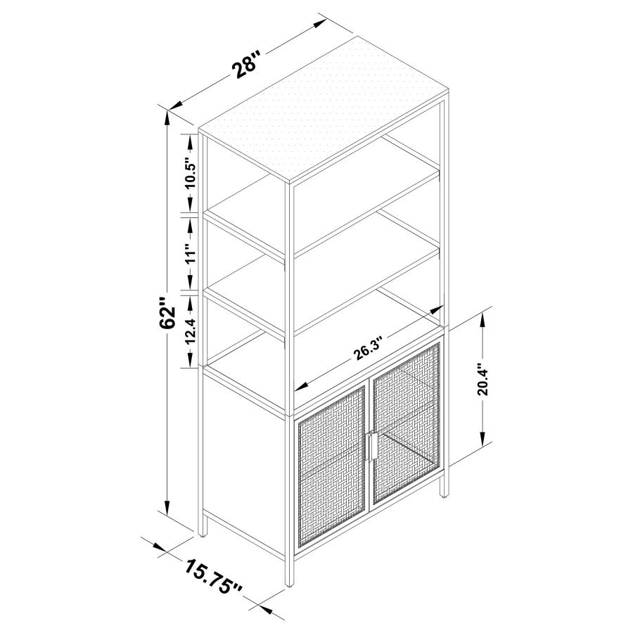 Amherst 3-shelf Radio Weave Cane Metal Accent Cabinet White view 11